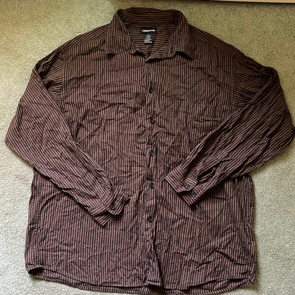 Claiborne mens striped button down shirt